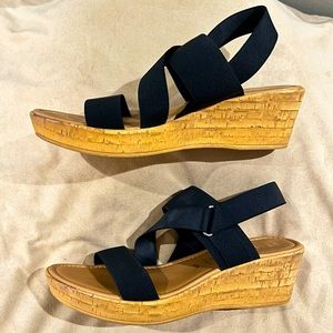 Italian Shoemakers Fairen Wedges - Black Strappy Sandals - Women's 10